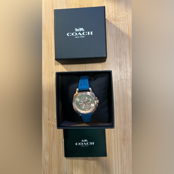 Coach Boyfriend Watch with 34mm Rose Gold Face With Teal Blue Silicone B… - Picture 5 of 5